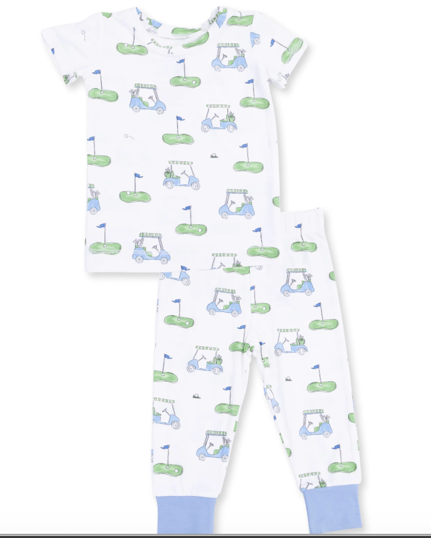 Golf Carts Blue Short Sleeve Loungewear Set