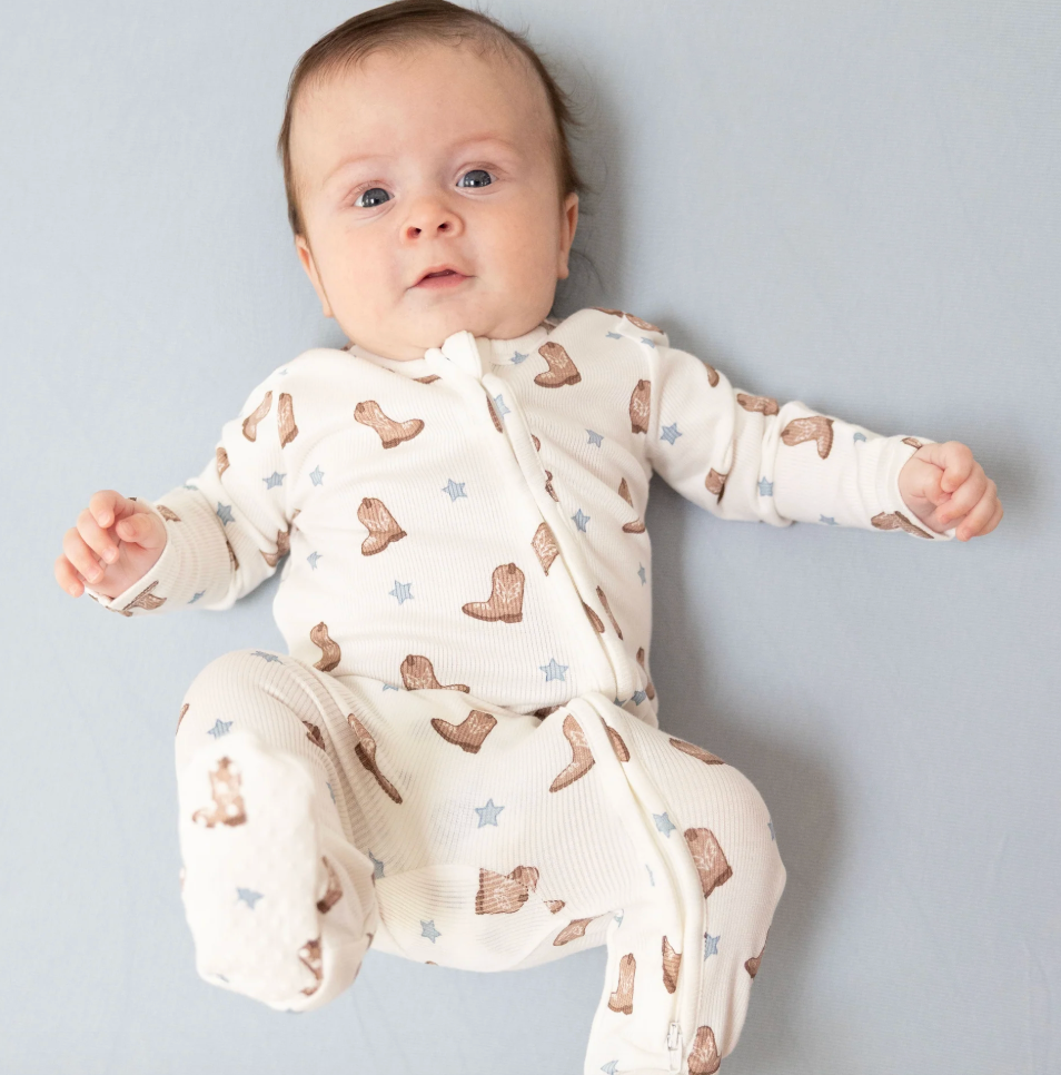 Mini Cowboy Boots 2 Way Zipper Footie