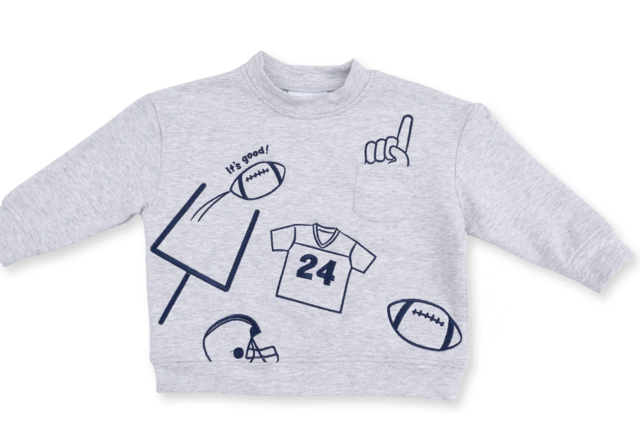 Football Navy Drop Sleeve Sweatshirt