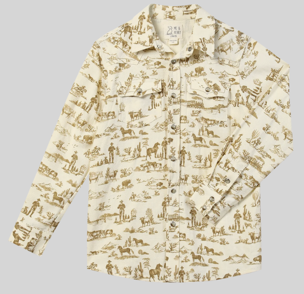 Rodeo Cream Western Print WOVEN SHIRT