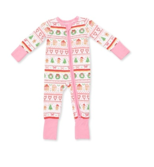 Gingerbread Faire Isle Pink - Convertible Romper