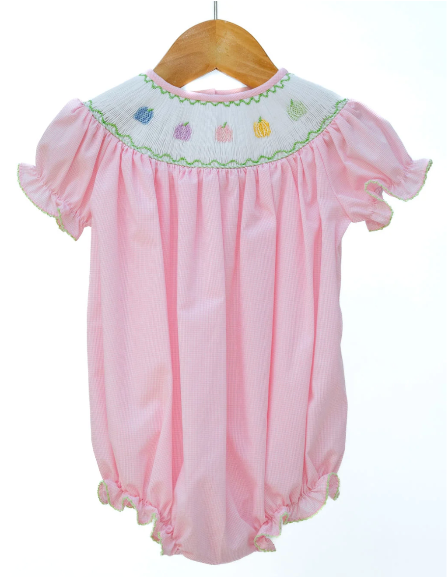 Rainbow Pumpkins Smocked Birdie Bubble