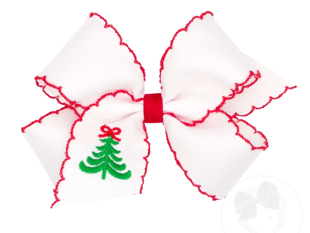 Medium Moonstitch Christmas Tree Embroidered Hair Bow