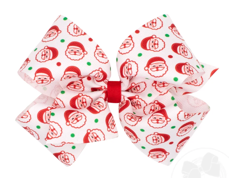 King Santa Print Christmas Hair Bow