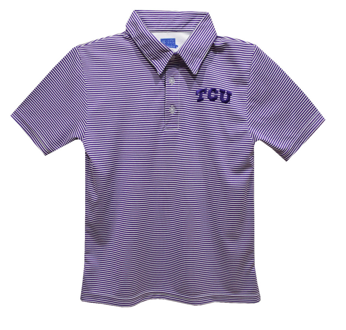 TCU Embroidered Purple Stripes Polo