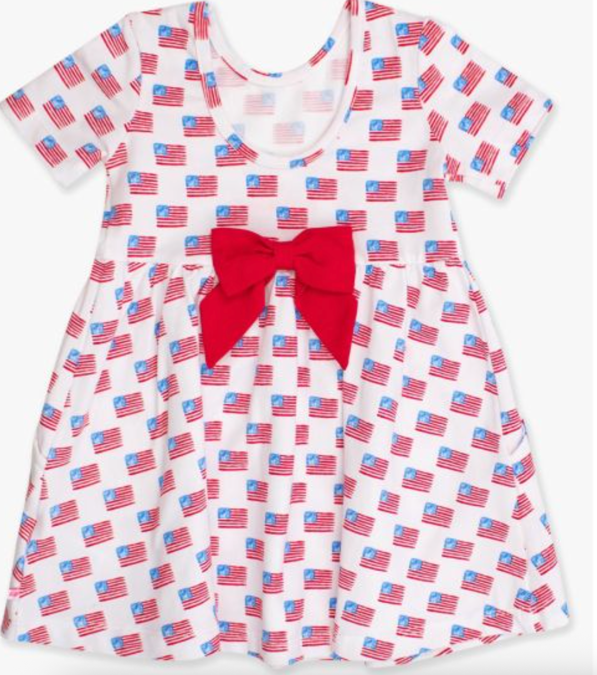 freedom flag knit short sleeve twirl dress