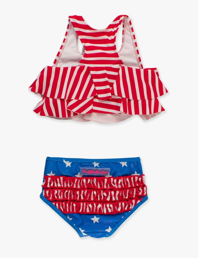 Shimmer stars and stripes flounce bikini 2- piece