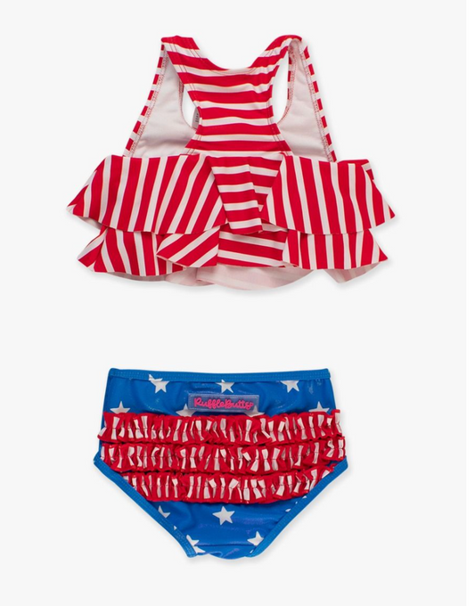 Shimmer stars and stripes flounce bikini 2- piece
