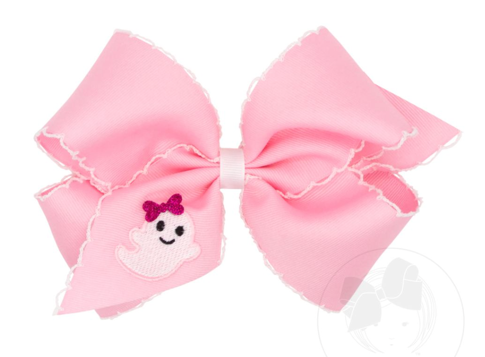 Halloween Ghost Embroidery Moonstitch Hair Bow