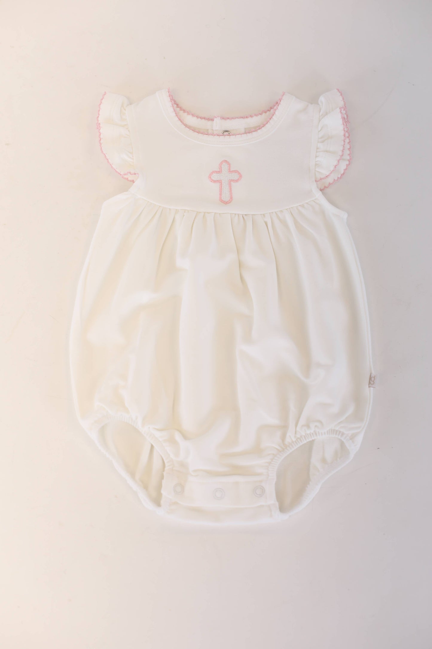 Pip Embroidered Flutter Bubble -Pink Cross