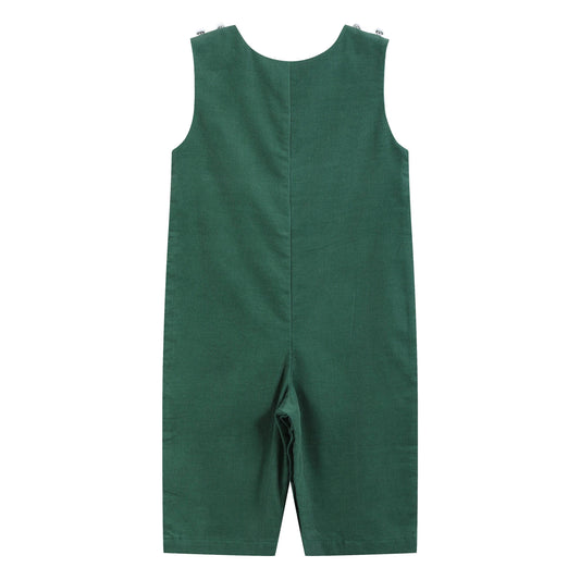 Green Corduroy Santa Smocked Overalls