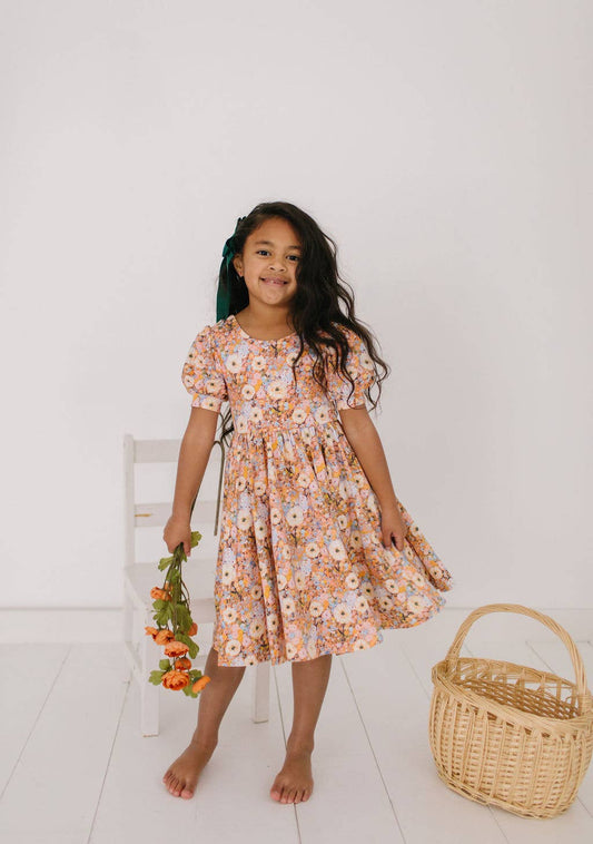 Puff Twirl Dress in Pumpkin Bouquet