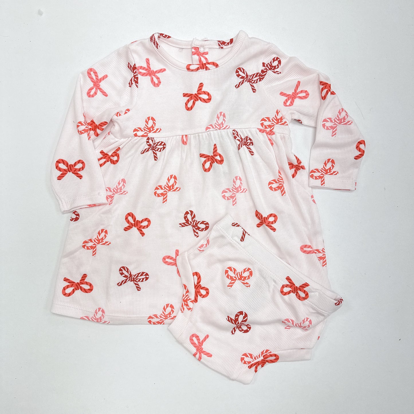 Candy Cane Bows Simple Dress & Bloomer