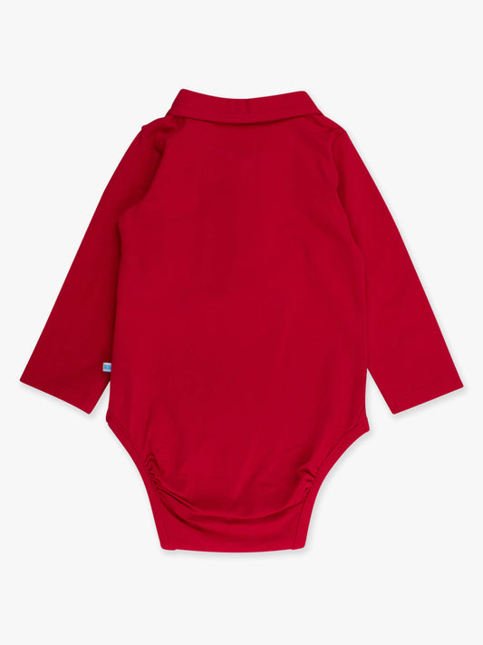 Baby Boys Red Knit Polo Bodysuit