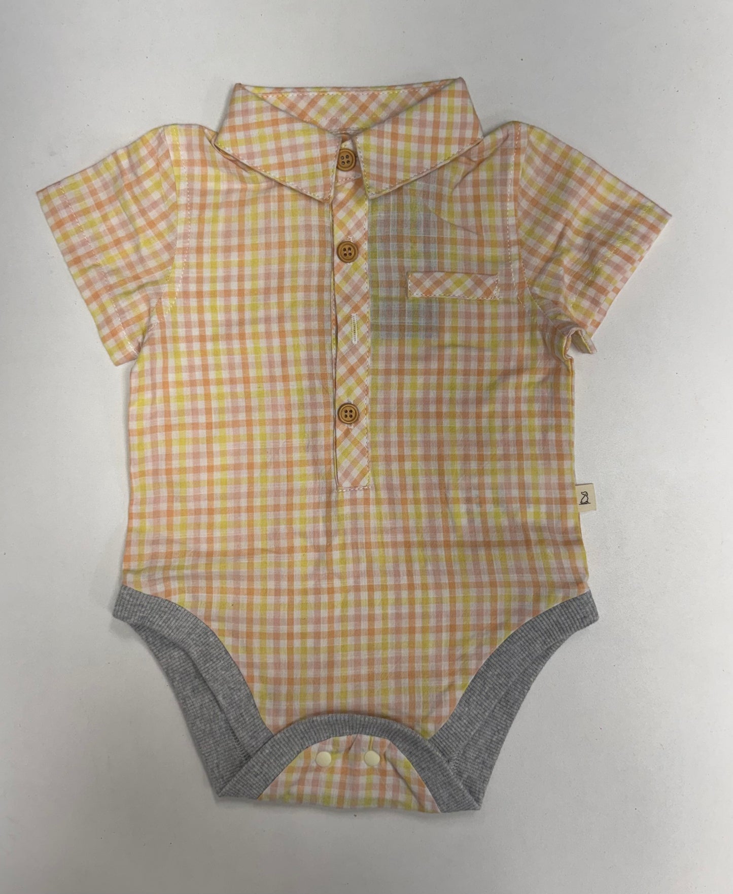 Helford Woven Onesie - Peach Lemon Plaid