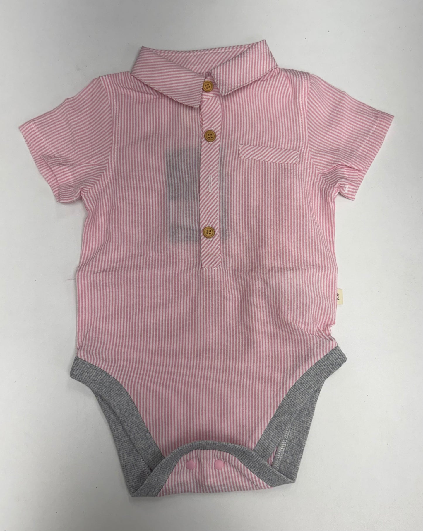 Helford Woven Onesie - Pink Seersucker