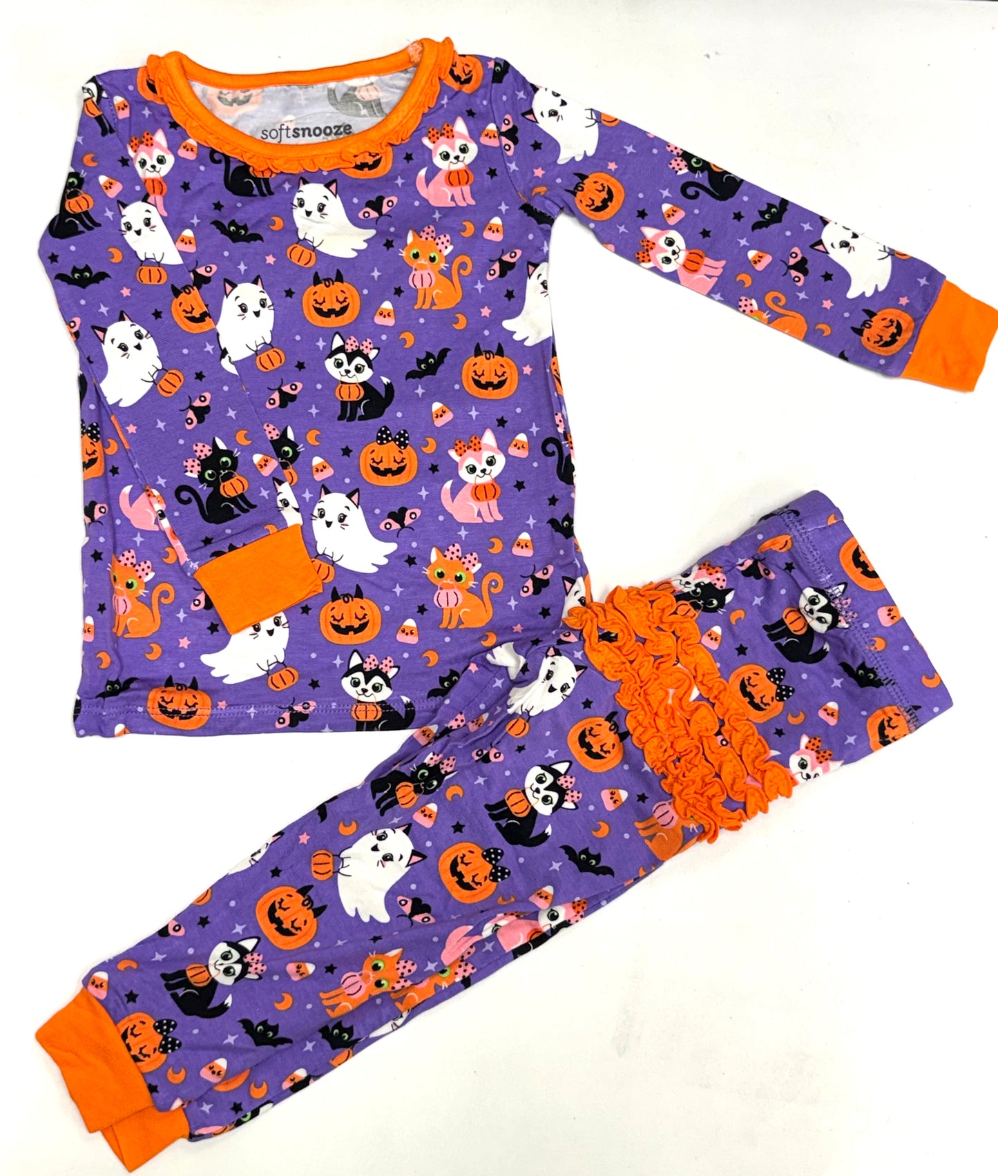 Boo-tiful Kittens Ruffle Long Sleeve PJ Set