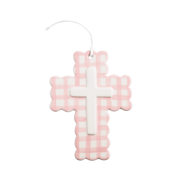 Ceramic Gingham Cross - Pink