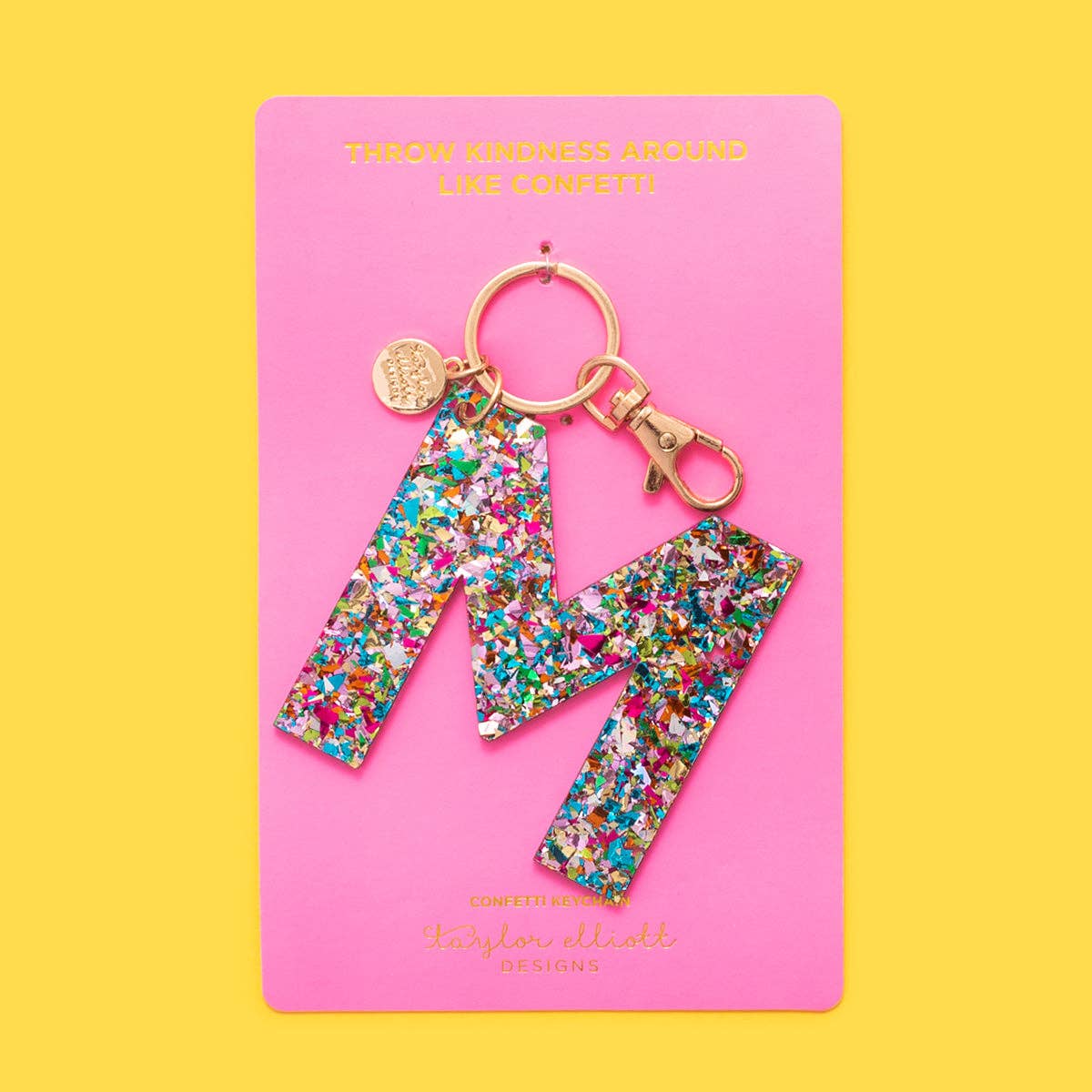 Keychain - Letters A - Z - Colorful Confetti - Each