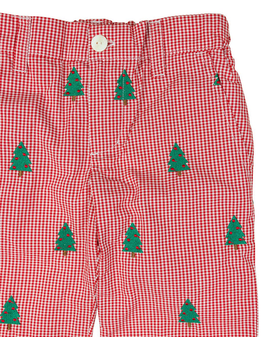 Christmas Wreaths Embroidered Pants