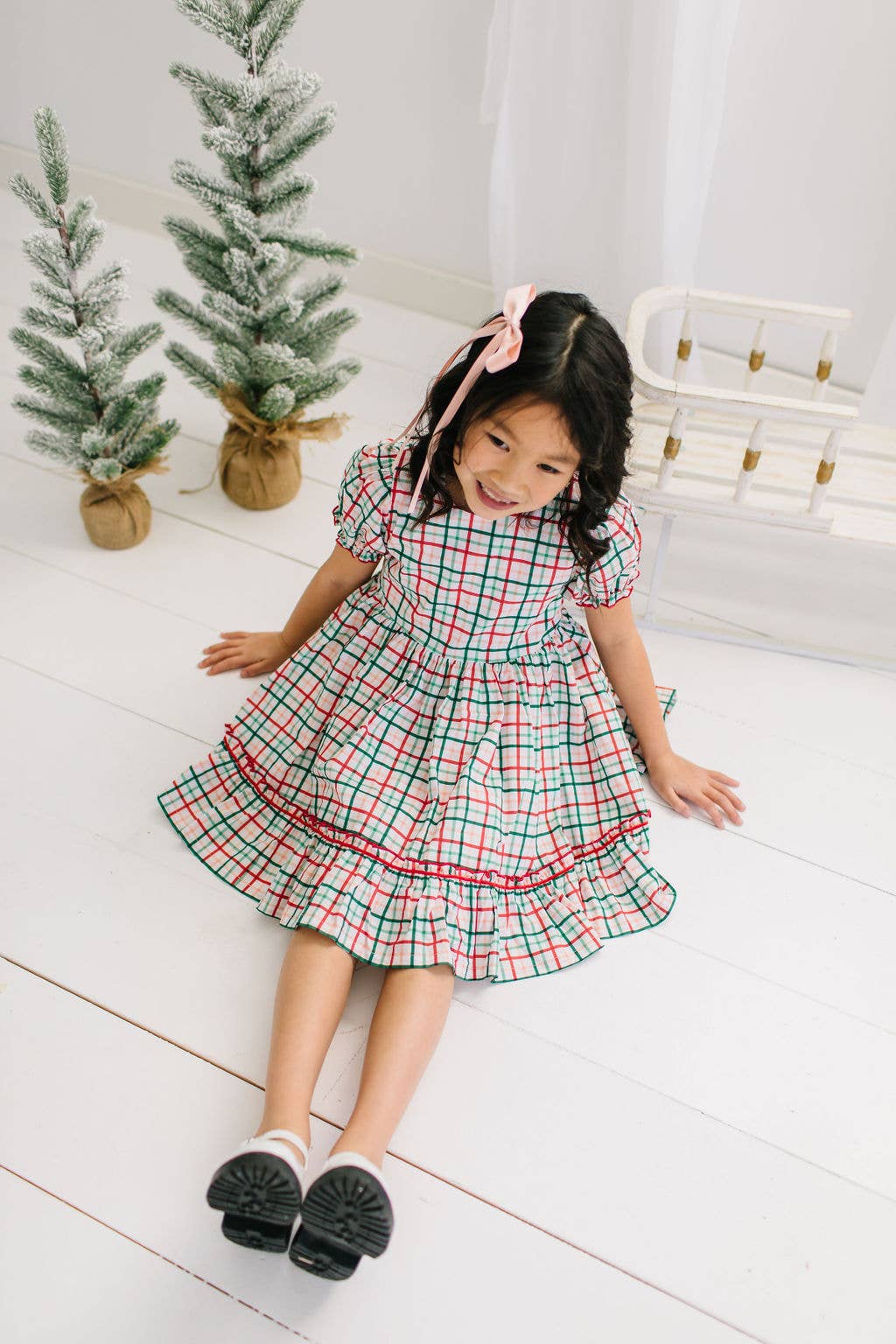Aura Poplin Dress in Holiday Plaid | Girls Dress