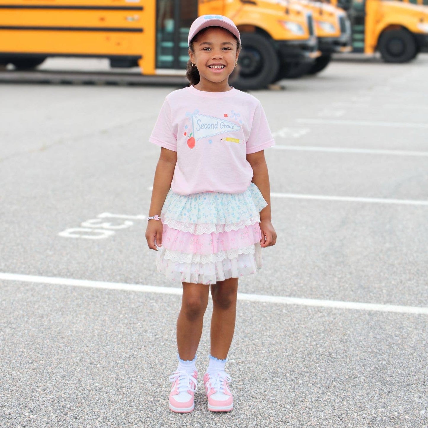 Second Grade Bow Pennant Short Sleeve T-Shirt Back To School