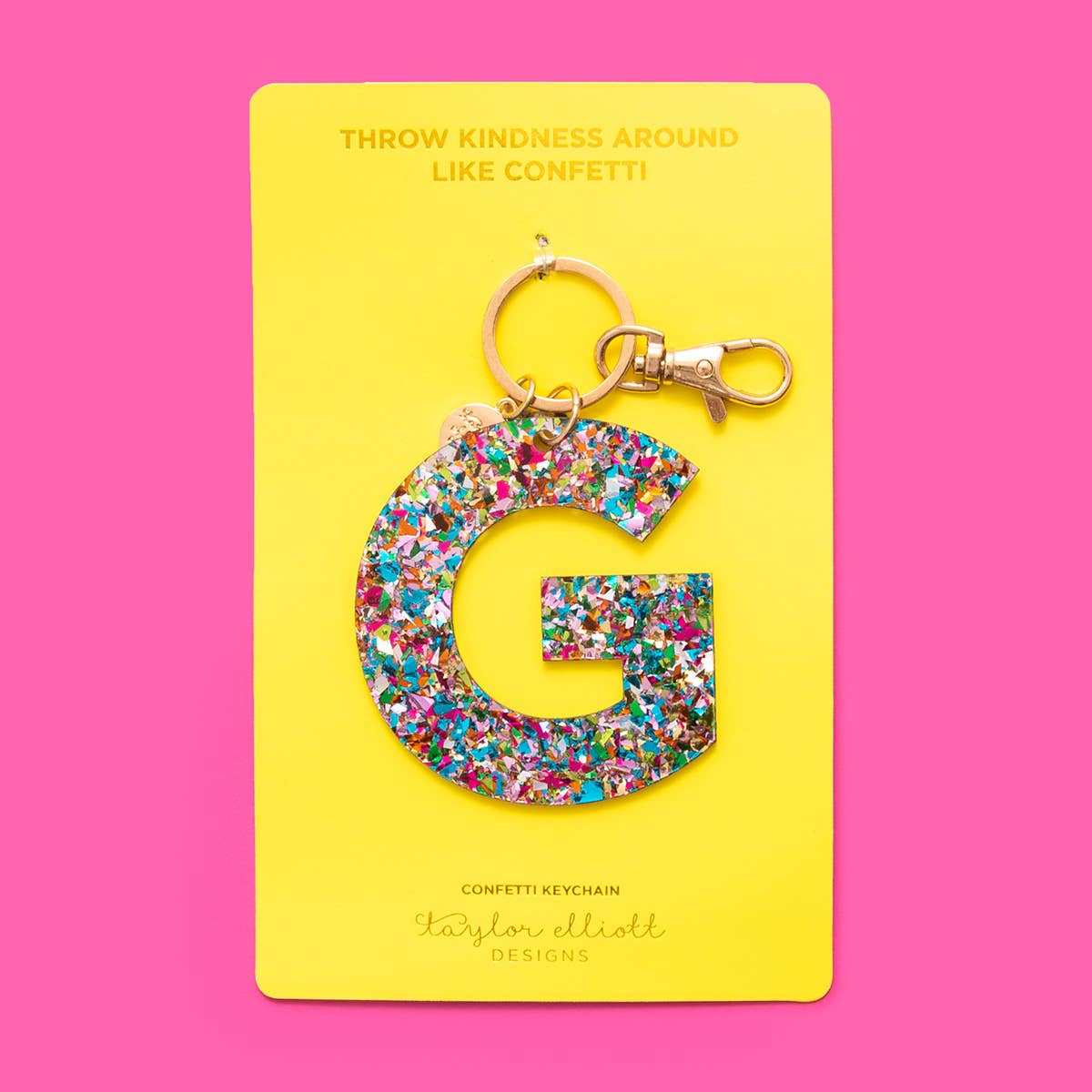 Keychain - Letters A - Z - Colorful Confetti - Each