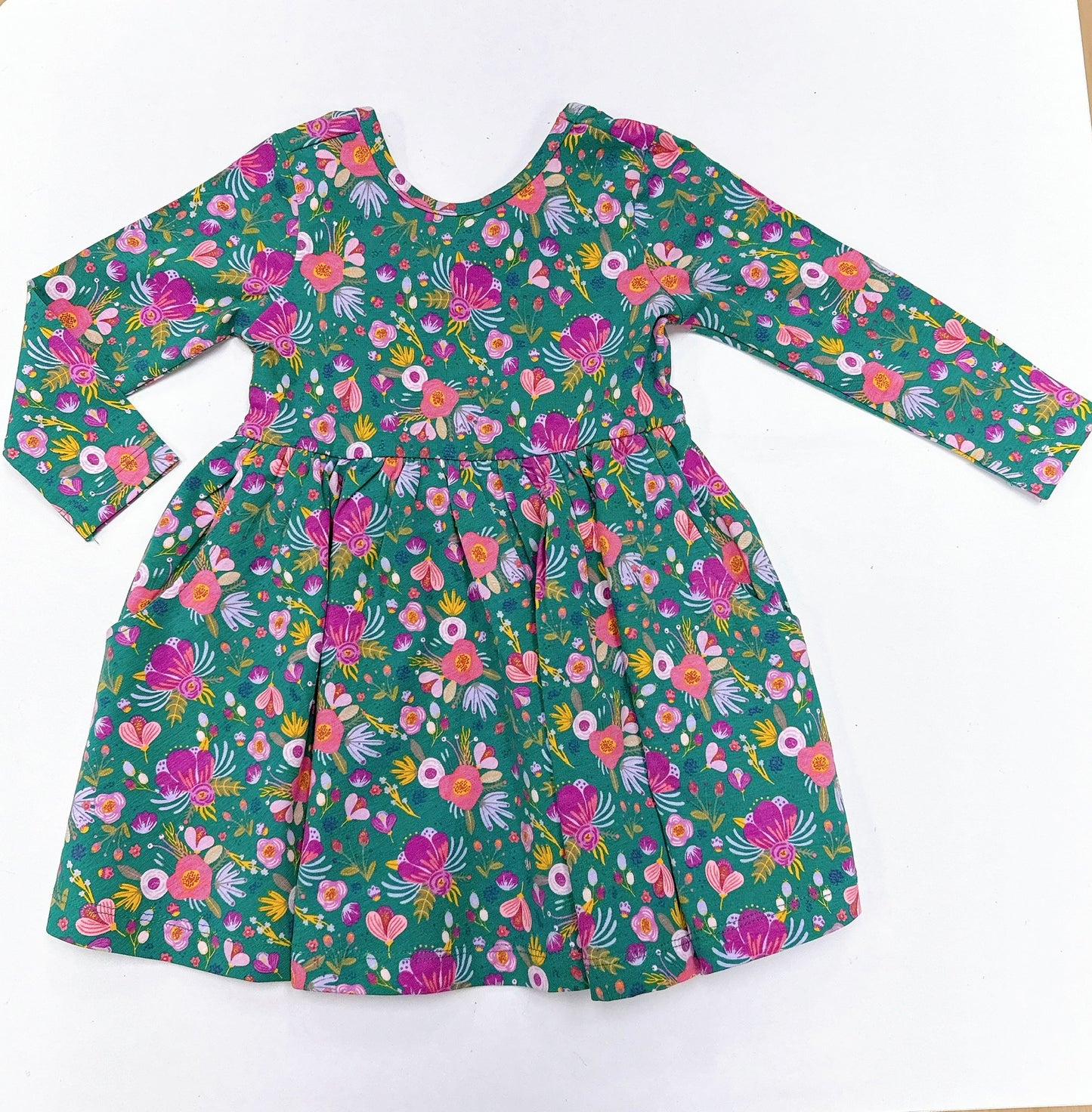Emerald Floral knit l/s twirl dress
