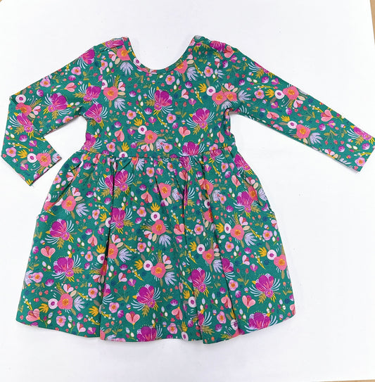 Emerald Floral knit l/s twirl dress