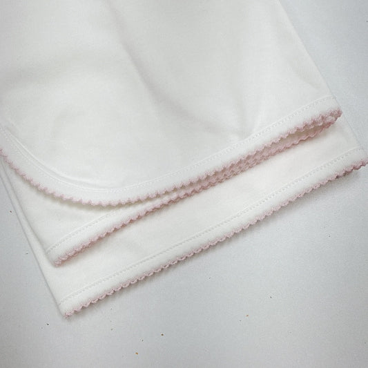 White Receiving Blanket Pink Trim