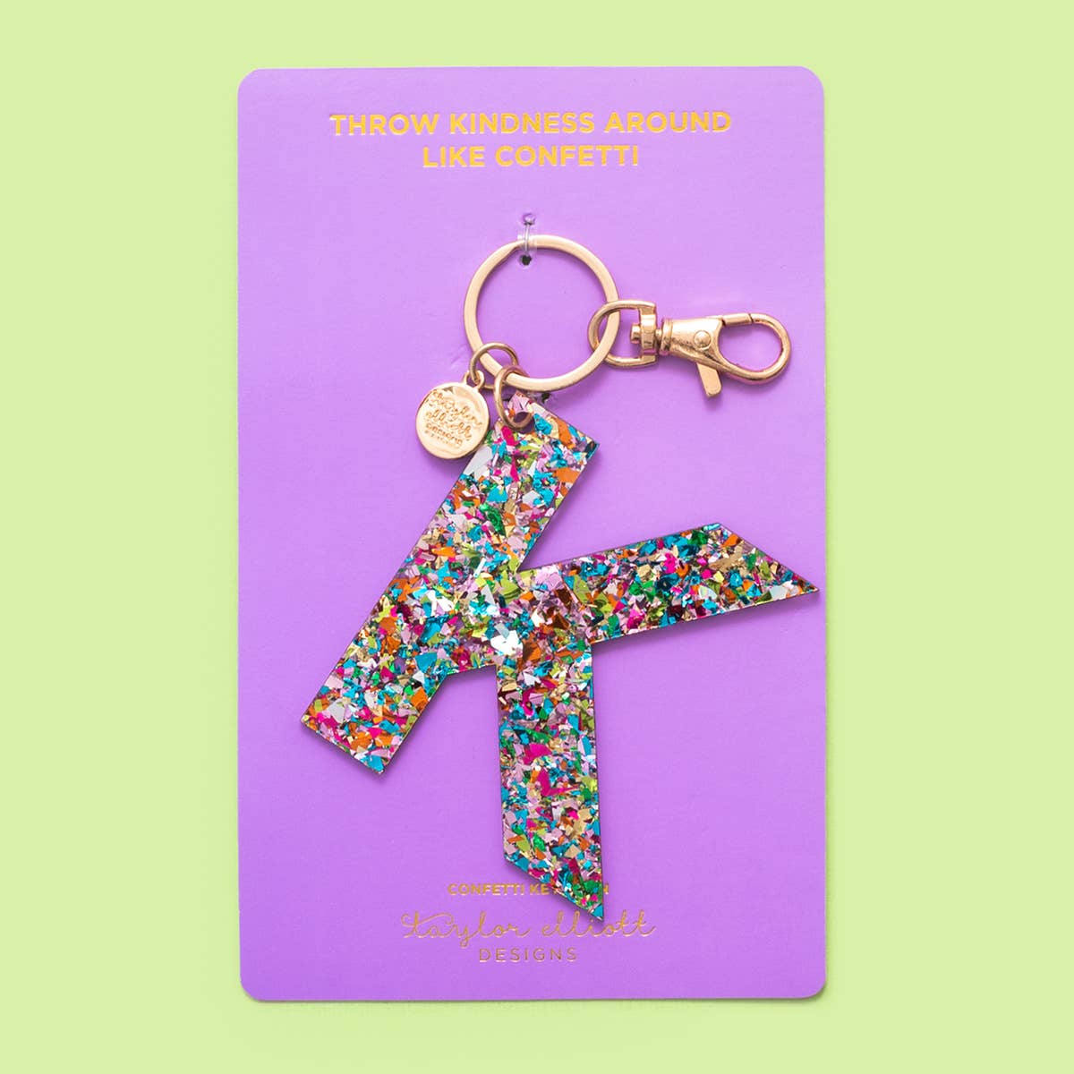 Keychain - Letters A - Z - Colorful Confetti - Each