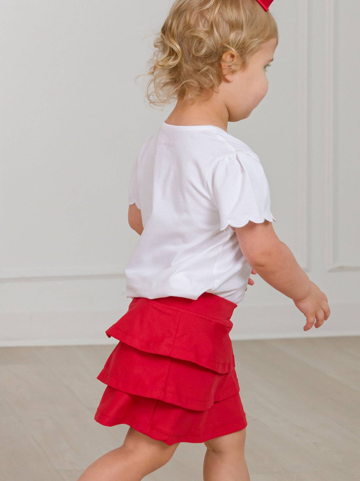 Girls Red Tiered Active Skort