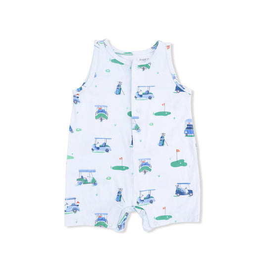 Vintage Golf Carts Blue - Sleeveless Shortie Romper
