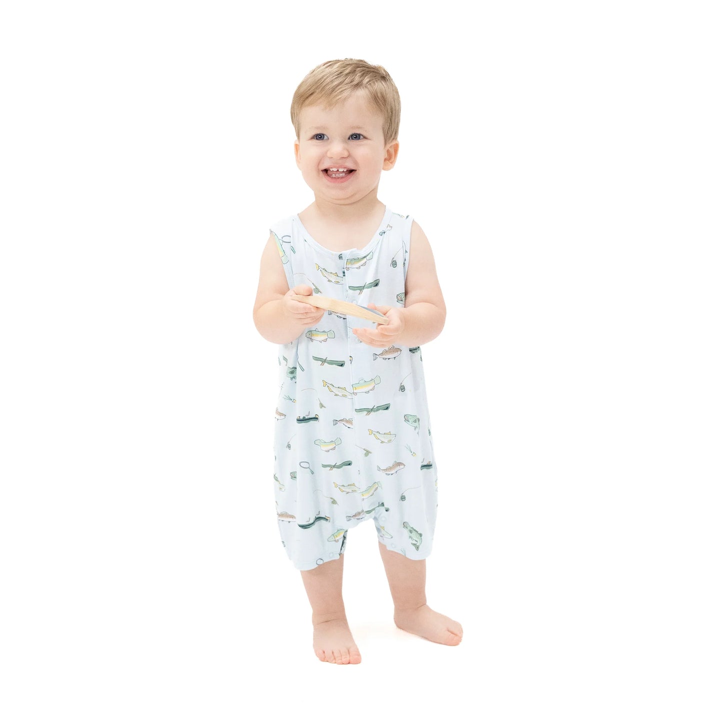 Fishing Sleeveless Shortie Romper