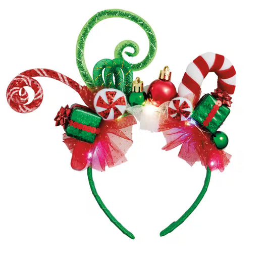 Christmas light up headband Green