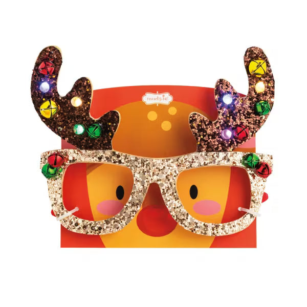 Glitter Reindeer LED glasses