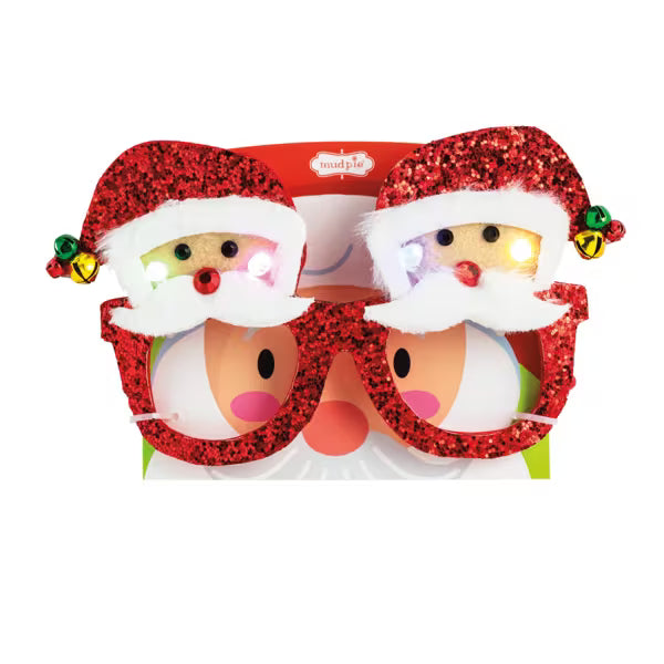 Glitter Santa LED glasses Red