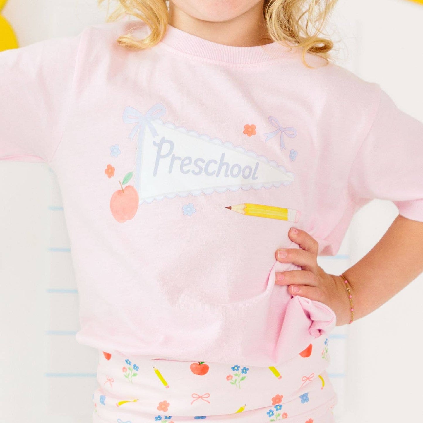 Preschool Pennant Short Sleeve T-Shirt-Pink