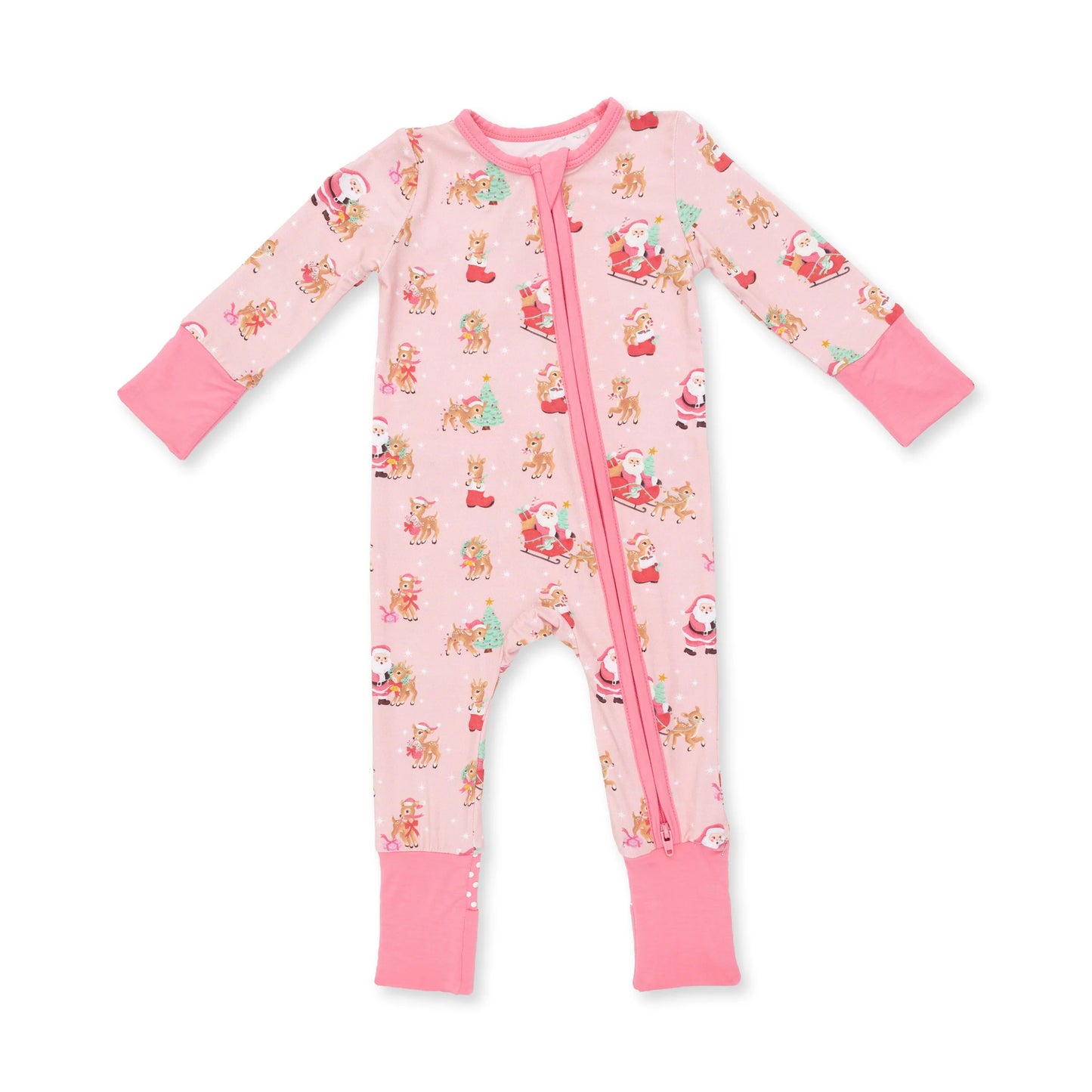 Vintage Reindeer & Santa Pink- Convertible Romper