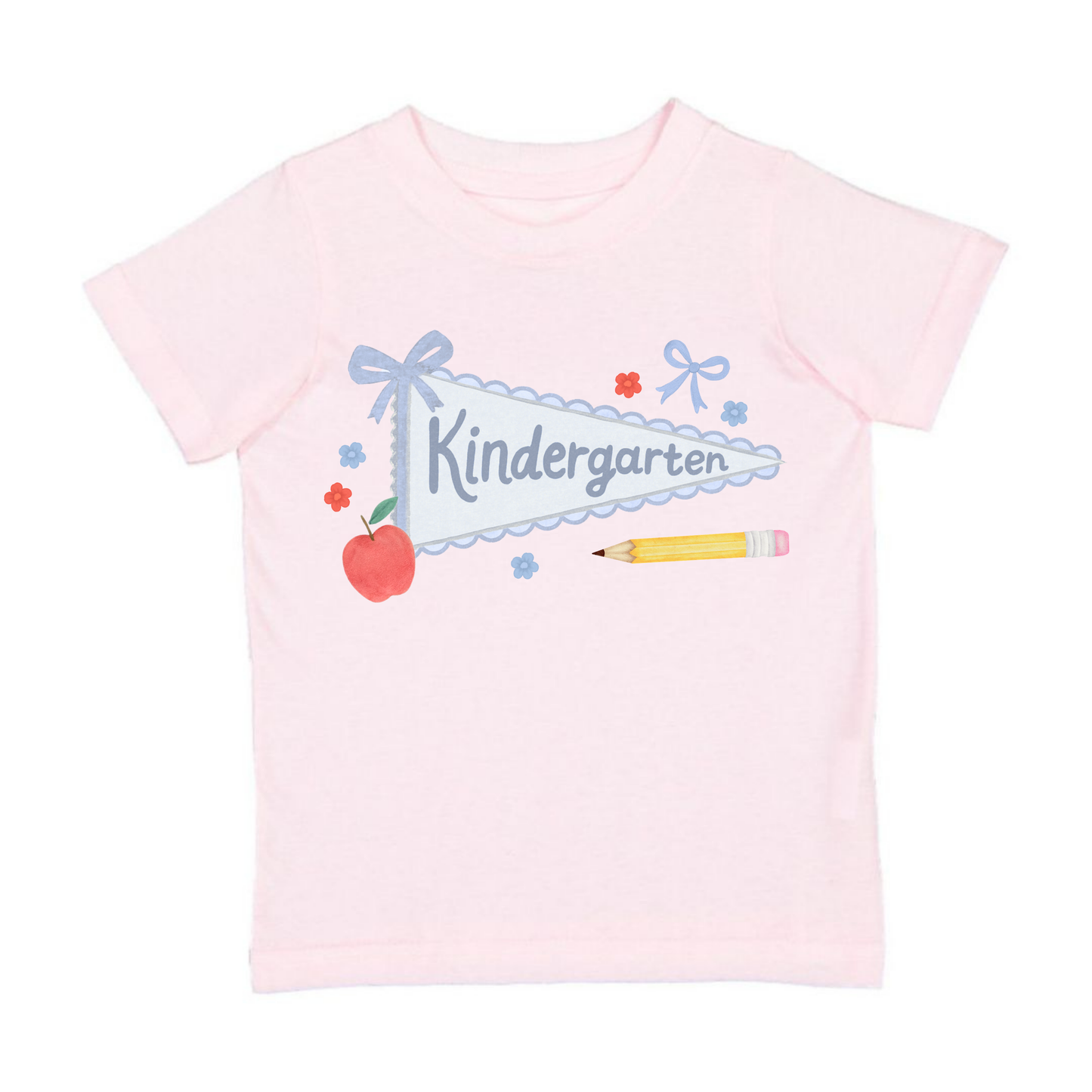 Kindergarten Pennant Short Sleeve T-Shirt -pink