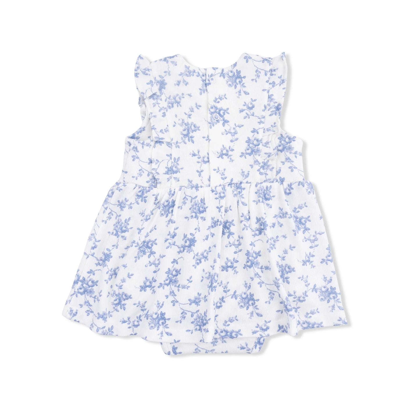 Ruffle bodysuit dress- Baby blue vines