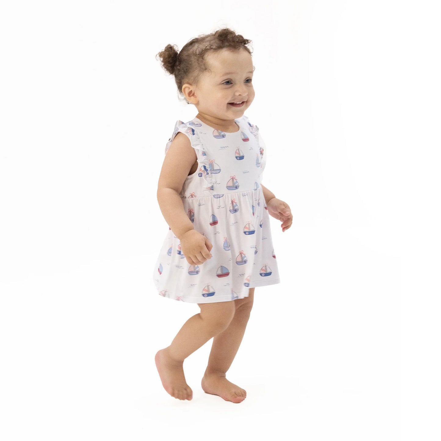 Bubbly Sailboats- Ruffle Bodysuit dress