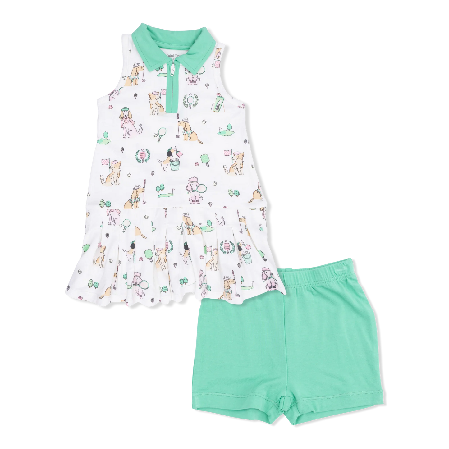 Country Club Dogs-Polo Tennis  Dress w/Cartwheel Shorts - Pink