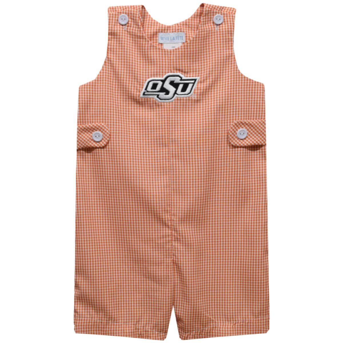 OSU Cowboys Embroidered Orange Gingham Boys Jon Jon