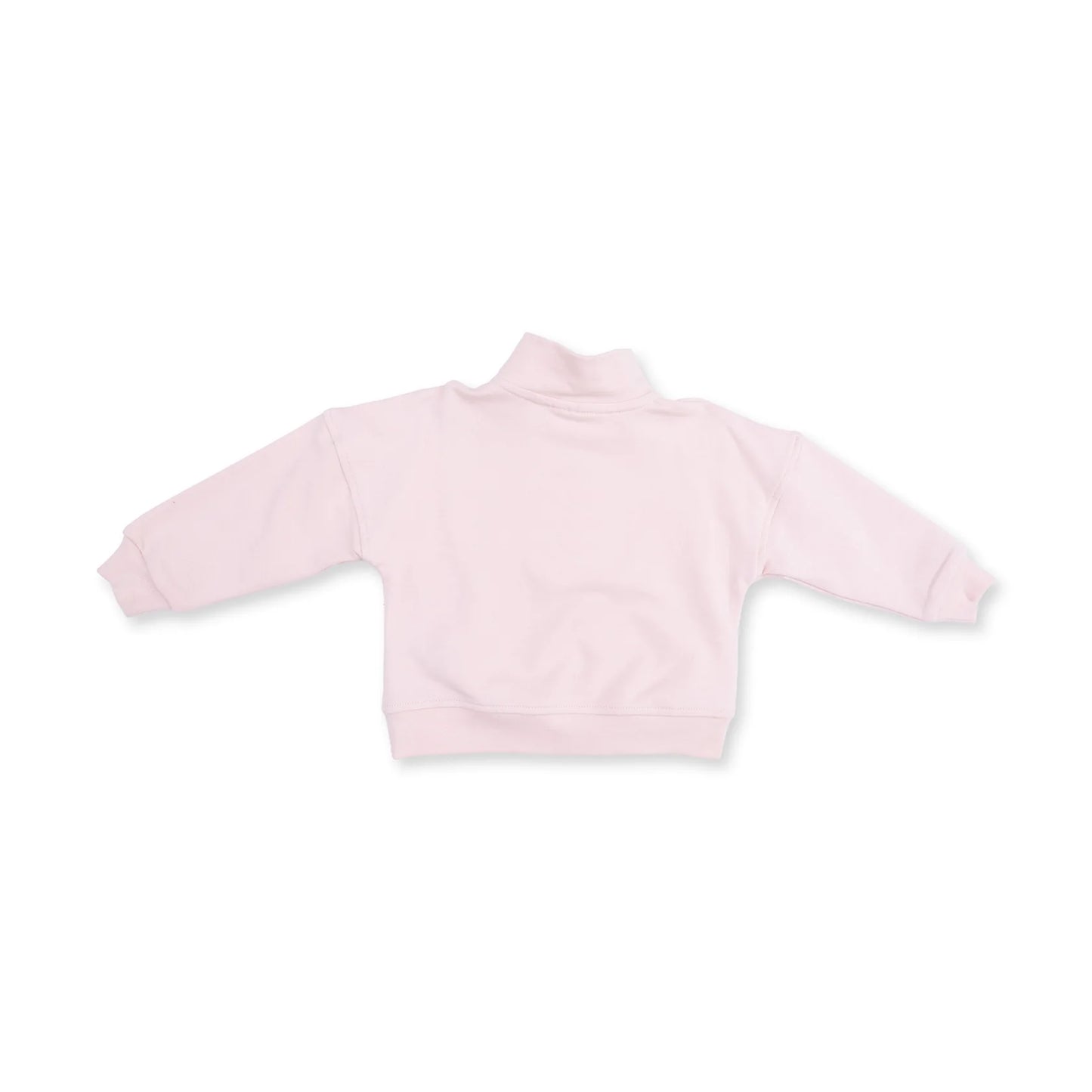 Veiled pink bow half zip sweatshirt
