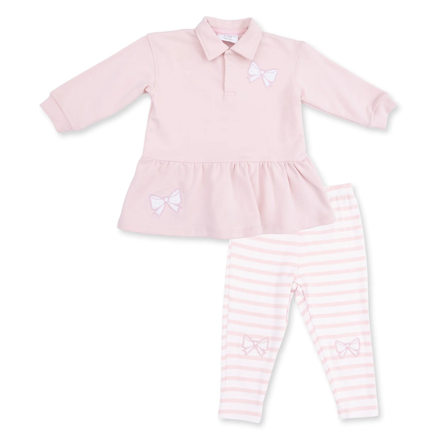 Veiled pink bows- polo dress and legging