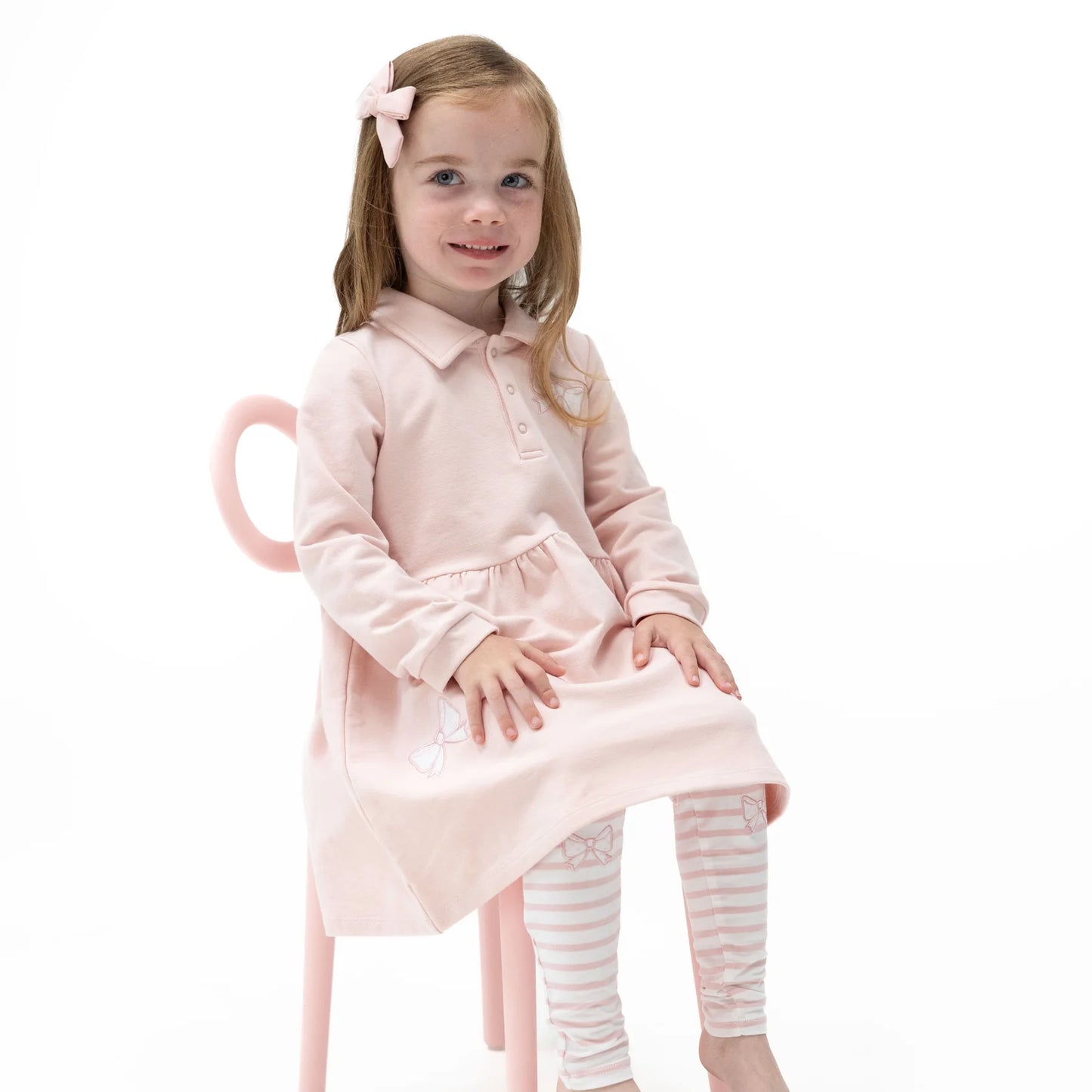 Veiled pink bows- polo dress and legging