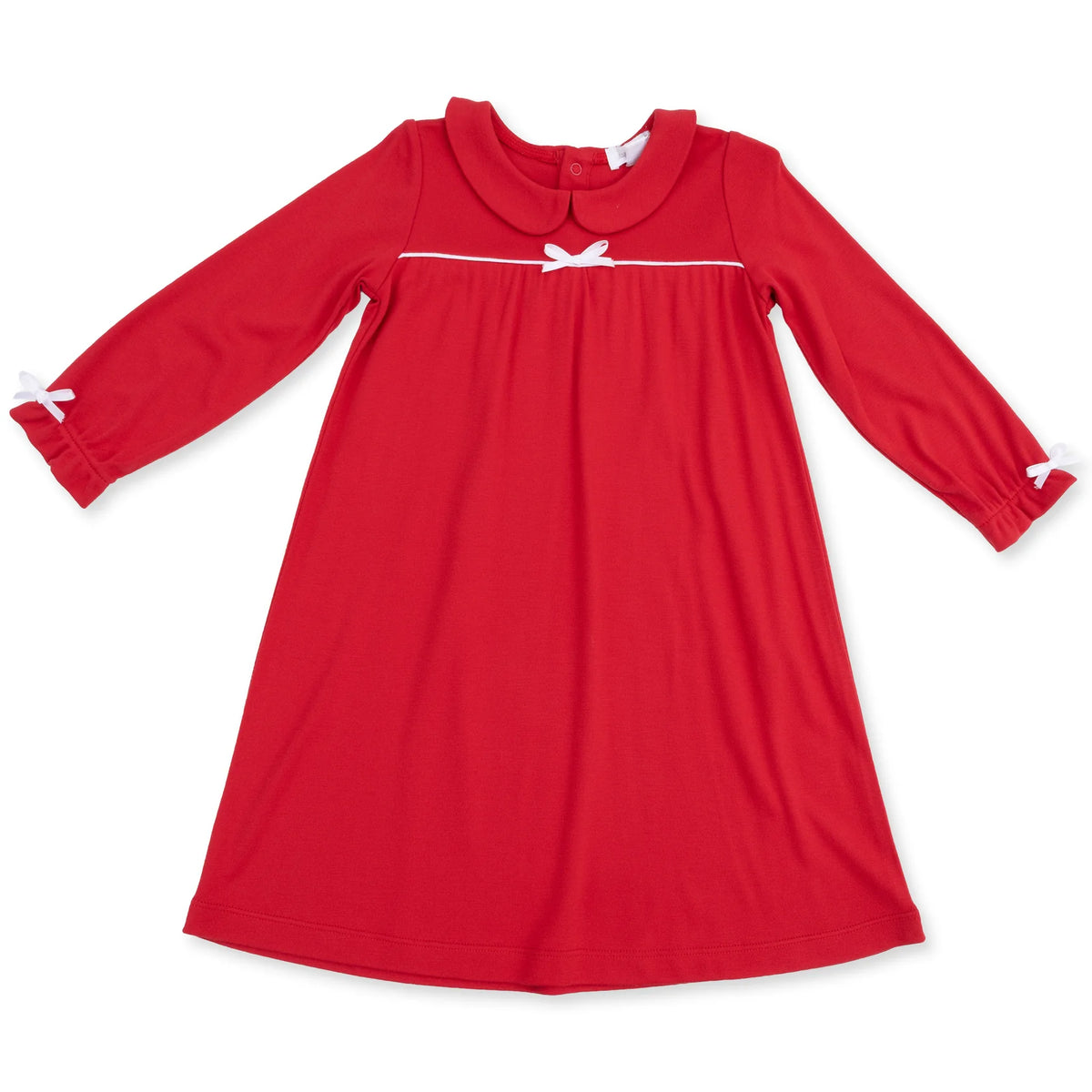 Ribbon Red- Long Sleeve Gown with Peter Pan Collar