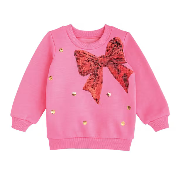 Red Bow Sequin Sweatshirt