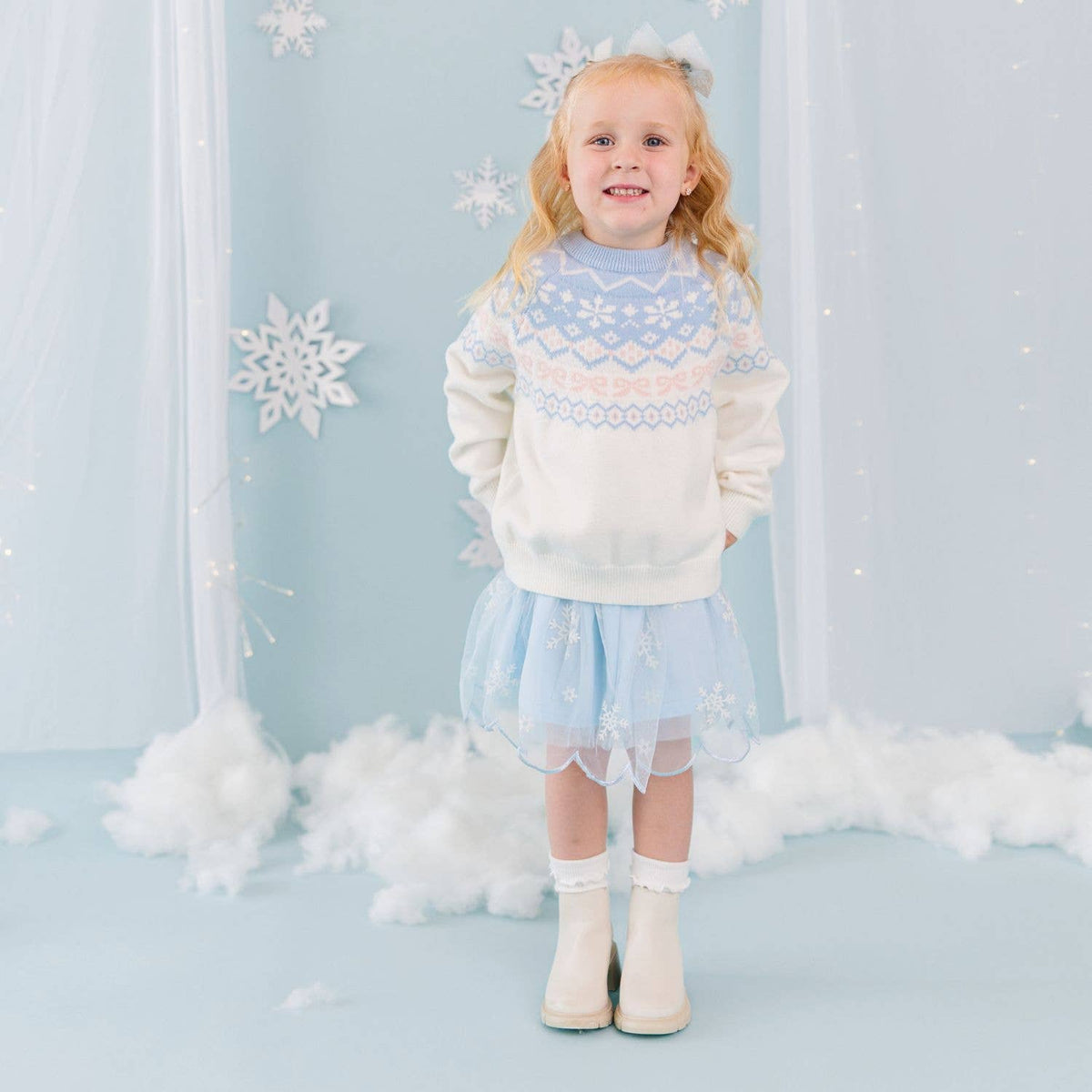 Glitter Snowflake Scalloped Tutu Skirt - Kids Clothing